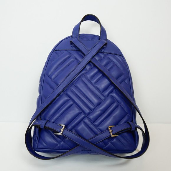 Michael Kors Abbey Medium Backpack Quilted Soft Leather Blue - Picture 3 of 13